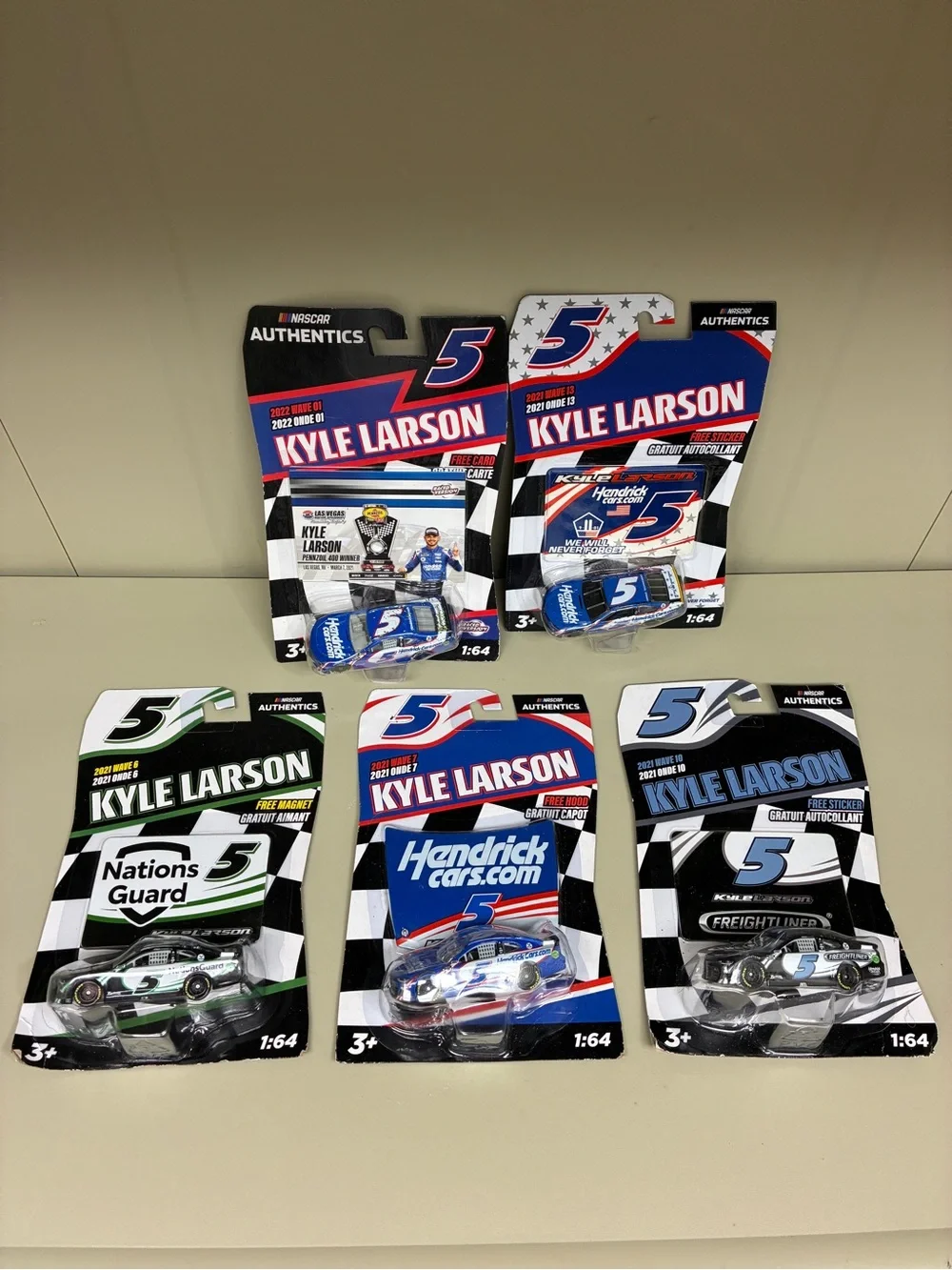 Kyle Larson #5 NASCAR Authentics 1/64 Diecast Lot of 5 Hendrick Motorsports NIB